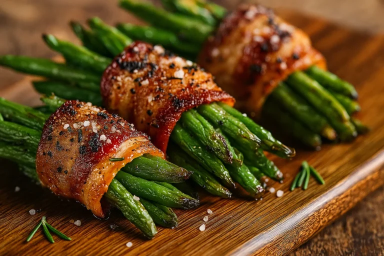 Beef Bacon-Wrapped Green Bean Bundles