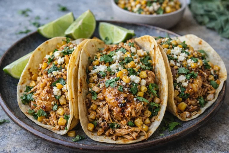 Easy Slow Cooker Street Corn Chicken Tacos