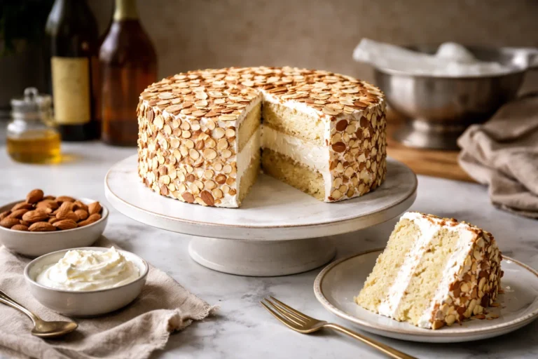 Tasty Toasted Almond Cream Cake Recipe