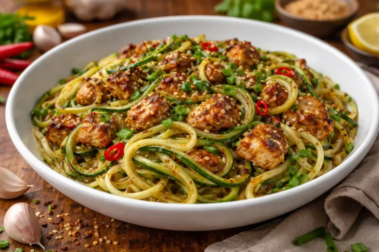 Garlic Chicken Zucchini Noodles Stir Fry