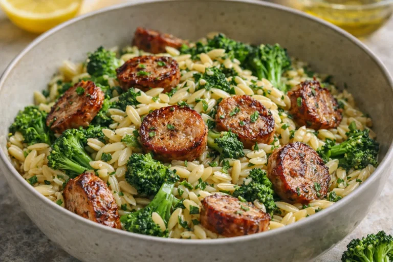 Chicken Sausage and Broccoli Orzo  Quick, Healthy  Flavorful
