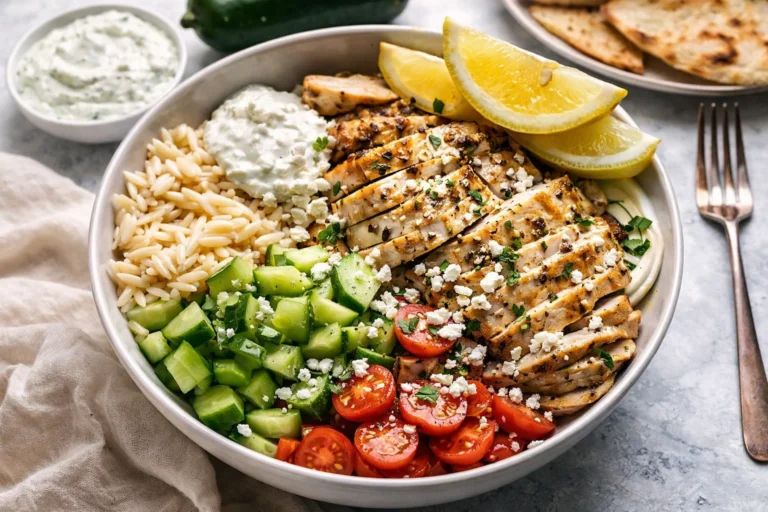 Lemon Garlic Chicken Orzo Bowl