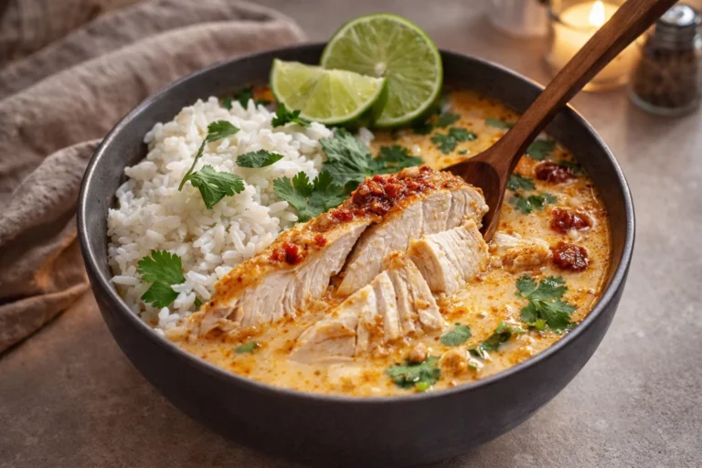 One-Pot Coconut Chicken Brothy Rice  Easy Cozy Dinner