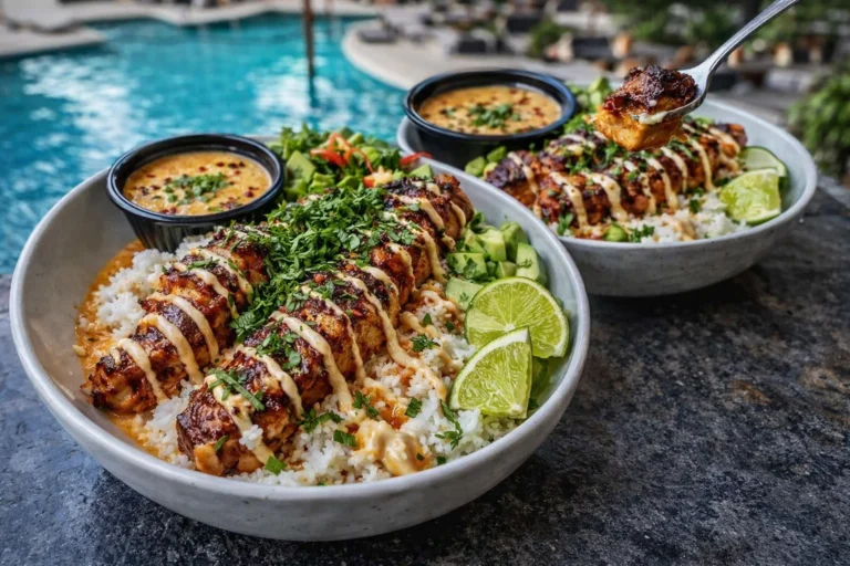 Sweet Chili Chicken Bowl with Coconut Lime Drizzle
