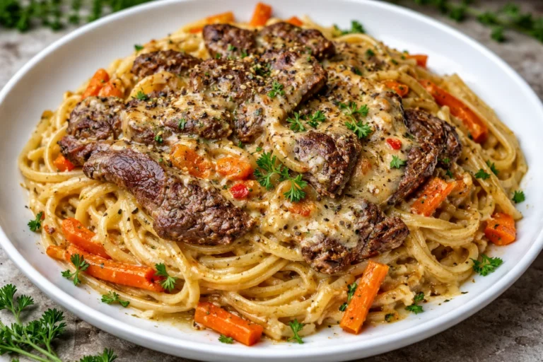 Cowboy Butter Steak Linguine with Roasted Carrots  Parsley Recipe