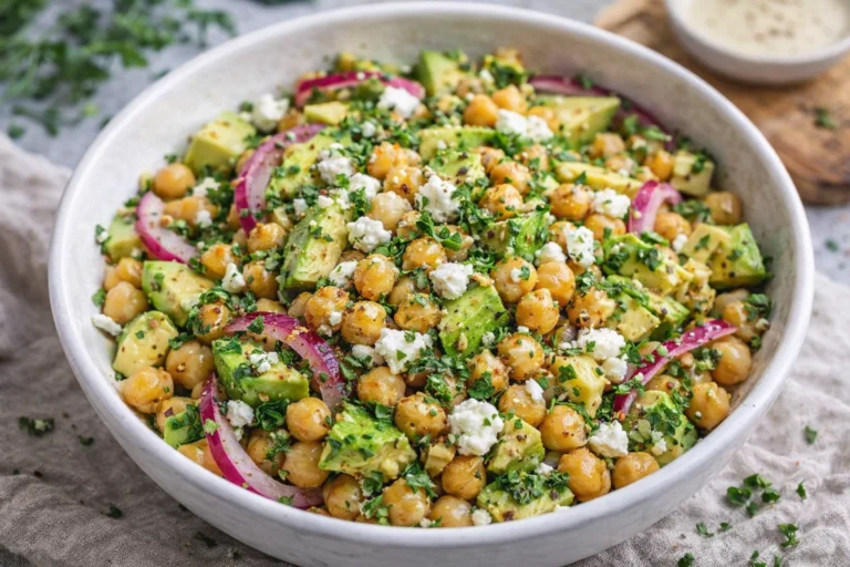 Creamy Chickpea Feta Avocado Salad Easy Mediterranean Recipe
