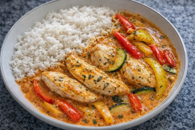 Cremiges Paprika-Zucchini-Hähnchen  Sämig, Würzig