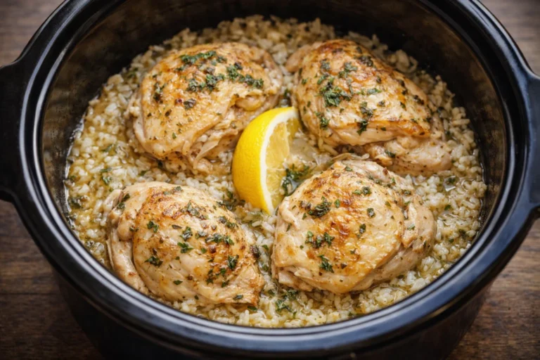 Slow Cooker Lemon Herb Chicken and Rice