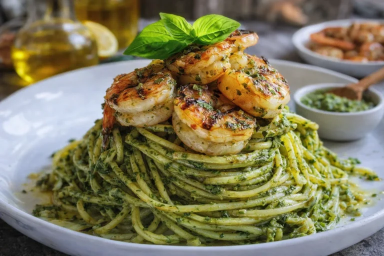 Garlic Shrimp Pesto Pasta