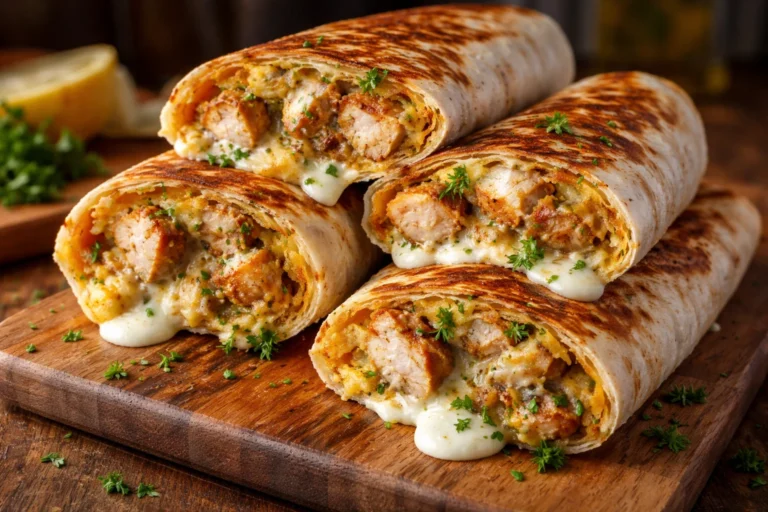 Ooey-Gooey Cheesy Garlic Chicken Wraps Youll Devour