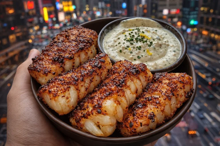 Garlic Butter Cod Bites with Creamy Lemon Herb Dip – Lora Chef