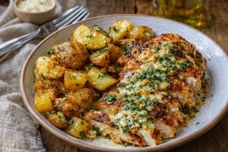 Garlic Parmesan Chicken and Potatoes  Easy  Flavorful Dinner