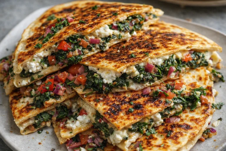 Mediterranean Quesadillas with Spinach, Feta, Mozzarella, and Red Onion Flavorful Lunch Ideas