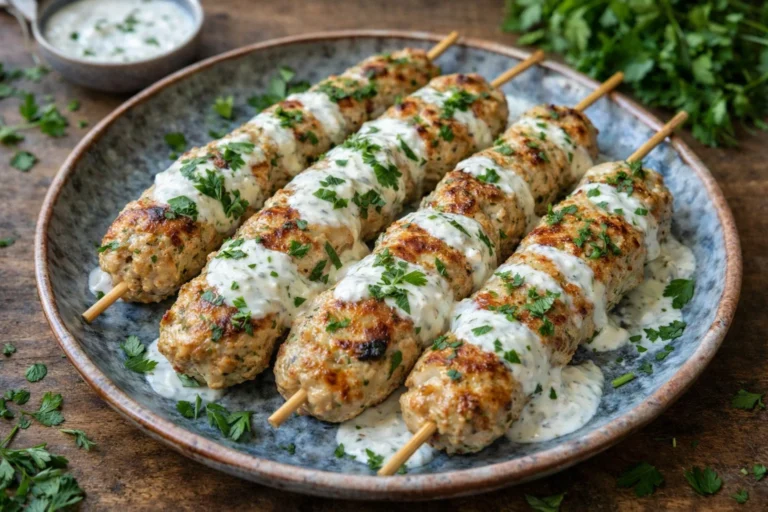 Irresistible Chicken Kofta with Creamy Garlic Yogurt Sauce Recipe