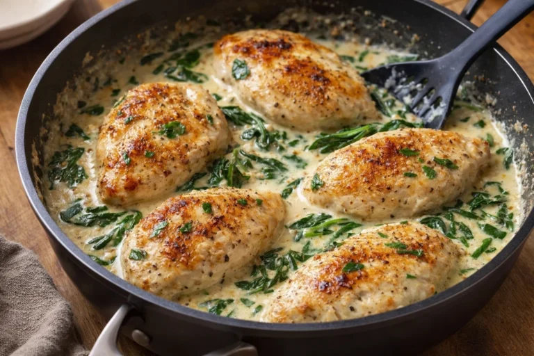 Quick and Easy Garlic Chicken with Spinach  One-Pan Skillet Meal